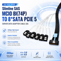 Xkuer MCIO 8I (74P) TO 8× SATA PCIe 5.0 | 32Gbps High-Speed Data Transfer