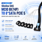 Xkuer MCIO 8I (74P) TO 8× SATA PCIe 5.0 | 32Gbps High-Speed Data Transfer