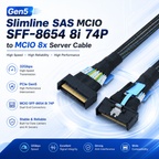 Xkuer GEN5 MCIO 8i 74P SERVER CABLE MCIO SFF-8654 8i 74P TO MCIO 8x 32Gbps High-Speed Data Transmission