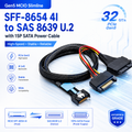 Xkuer Gen5 MCIO Slimline SFF-8654 4I to SAS 8639 U.2 Cable with 15Pin SATA Power