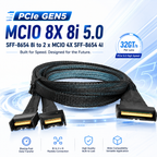 Xkuer PCIe Gen5 MCIO 8X 8i 5.0 SFF-8654 8i to Dual MCIO 4X SFF-8654 4i Cable
