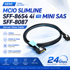 Xkuer MCIO SFF-8654 4i to Mini SAS SFF-8087 24Gbps High-Speed Data Cable