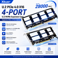 Xkuer PCIe 4.0 x16 U.2 NVMe Expansion Card 2-Port / 4-Port Adapter, Supports RAID, PCIe Bifurcation x4x4x4x4, U.2 SSD Expansion Solution