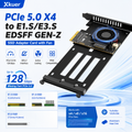 Xkuer PCIe 5.0 X4 to E1.S / E3.S EDSFF GEN-Z SSD Adapter Card with Cooling Fan