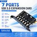 Xkuer PCIe X1 to 7-Port USB 3.0 Expansion Card 5Gbps High-Speed Transfer | NEC Controller