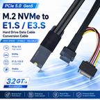 Xkuer M.2 NVMe to E1.S / E3.S SSD Cable PCIe 5.0 Gen5 High-Speed Adapter 32GT/s Enterprise Storage Solution