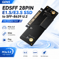 Xkuer GEN5 EDSFF 28PIN SSD ADAPTER  E1.S / E3.S to U.2 (SFF-8639)  PCIe 5.0 Ultra-Speed Transfer  Plug & Play | No Driver Required  Enterprise NVMe SSD Adapter