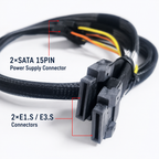 Xkuer MCIO X8 to Dual E1.S / E3.S SSD Cable PCIe 5.0 Gen5 8i High-Speed Server Storage Cable