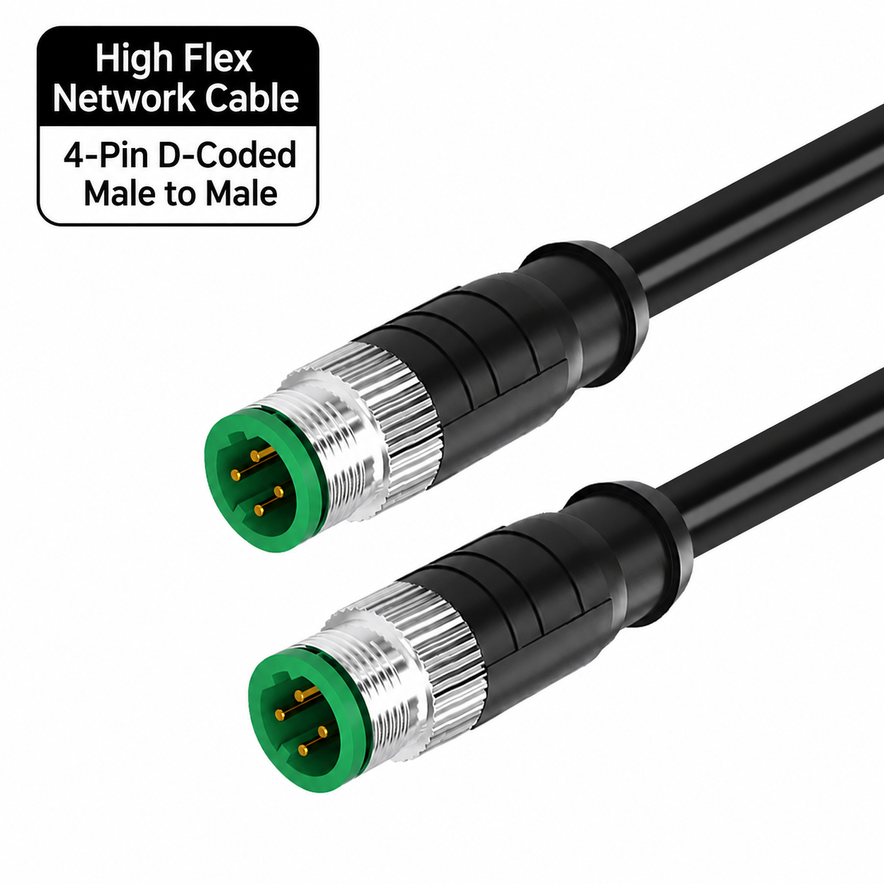 Xkuer M12 Male to Male 4 Pin A/D-Coded Industrial Communication Cable Encoder Connector Cable IP67 Waterproof