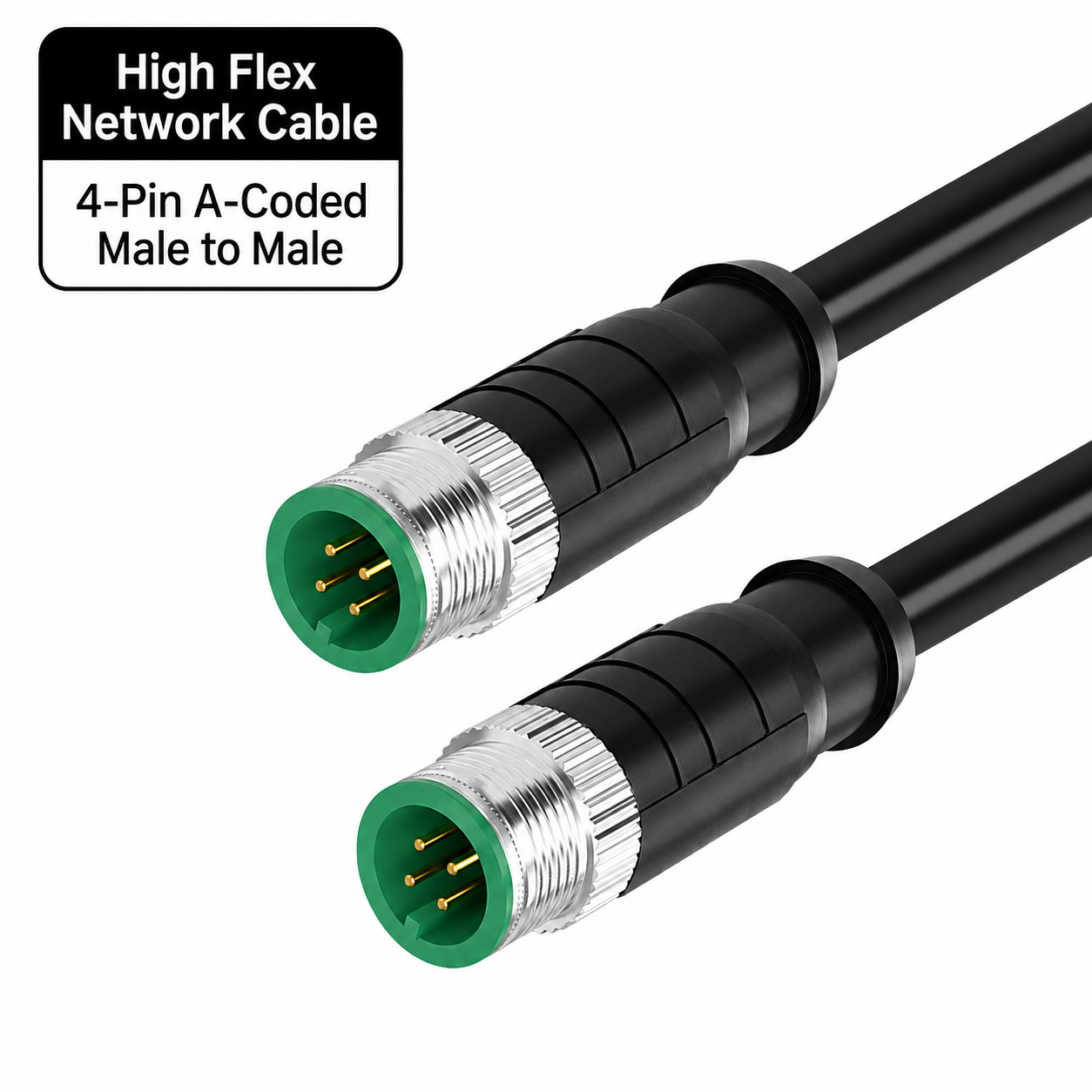 Xkuer M12 Male to Male 4 Pin A/D-Coded Industrial Communication Cable Encoder Connector Cable IP67 Waterproof