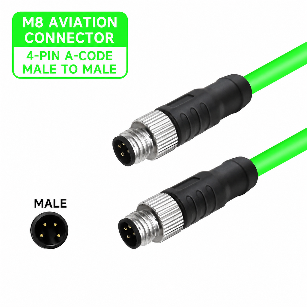 Xkuer M8 4-Pin A-Code Male to Male / Male to Female Industrial Sensor Encoder Cable IP67 Waterproof