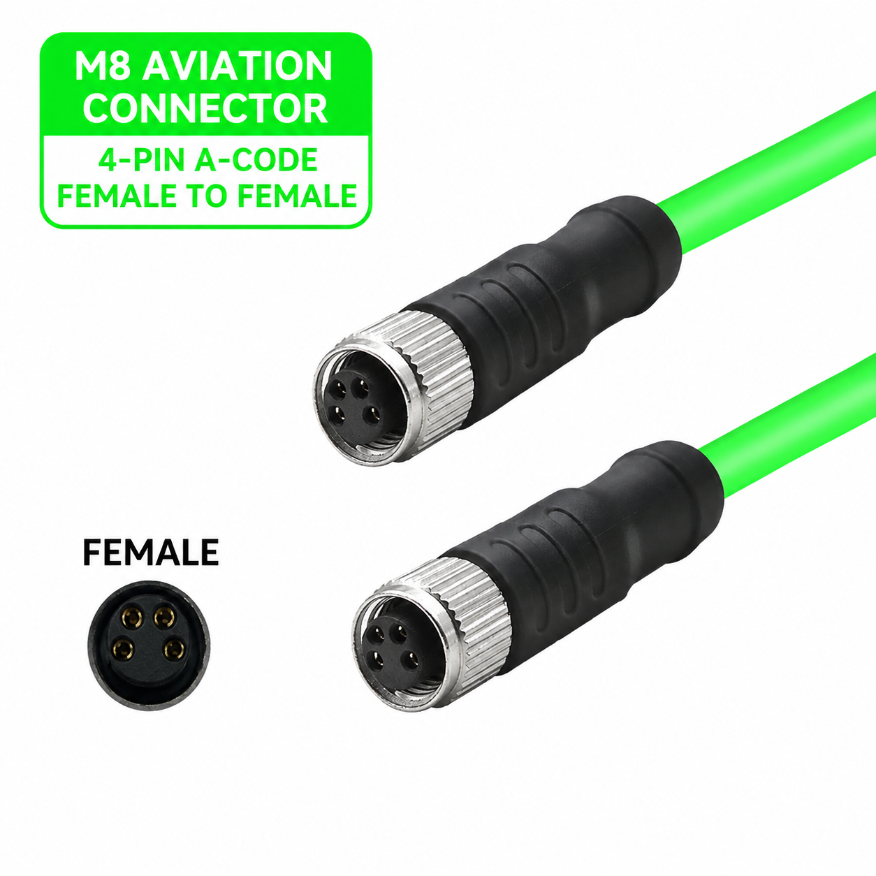 Xkuer M8 4-Pin A-Code Male to Male / Male to Female Industrial Sensor Encoder Cable IP67 Waterproof