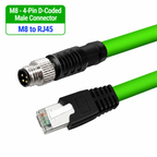 Xkuer M8 A-Coded 4 Pin 8 Pin Male Female to RJ45 Industrial Ethernet Cable High Flex Sensor Communication Cable