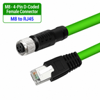 Xkuer M8 A-Coded 4 Pin 8 Pin Male Female to RJ45 Industrial Ethernet Cable High Flex Sensor Communication Cable