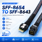 SFF-8654 to SFF-8643 SAS Cable for Servers RAID Controllers NAS Storage and Data Centers