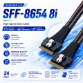 SFF-8654 8i SAS 4.0 Cable for Servers NVMe Expansion RAID Systems and Data Centers