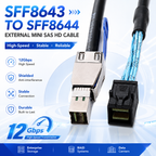 Xkuer SFF-8643 TO SFF-8644 EXTERNAL MINI SAS HD CABLE
