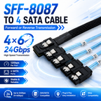 Xkuer SFF-8087 TO 4 SATA CABLE FORWARD & REVERSE TRANSMISSION 4×6Gbps SATA CHANNELS