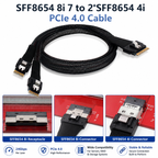 Xkuer SFF8654 8i to 2×SFF8654 4i PCIe 4.0 High-Speed Mini SAS Cable – 24Gbps, Reliable & Flexible