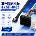 Xkuer SFF-8654 4i to 4x SFF-8482 Cable with SATA Power 12Gbps Mini SAS HD to 4 SAS/SATA Drives