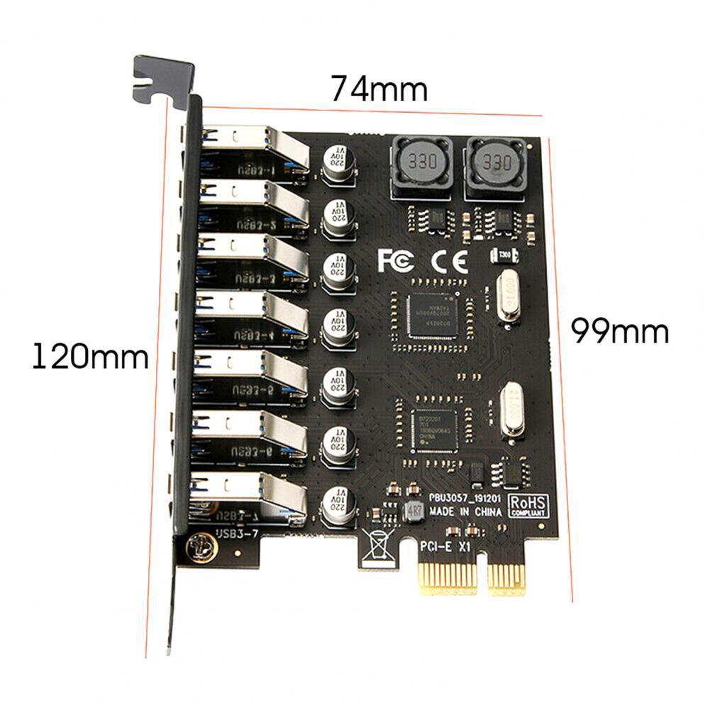 Xkuer PCIe X1 to 7-Port USB 3.0 Expansion Card 5Gbps High-Speed Transfer | NEC Controller