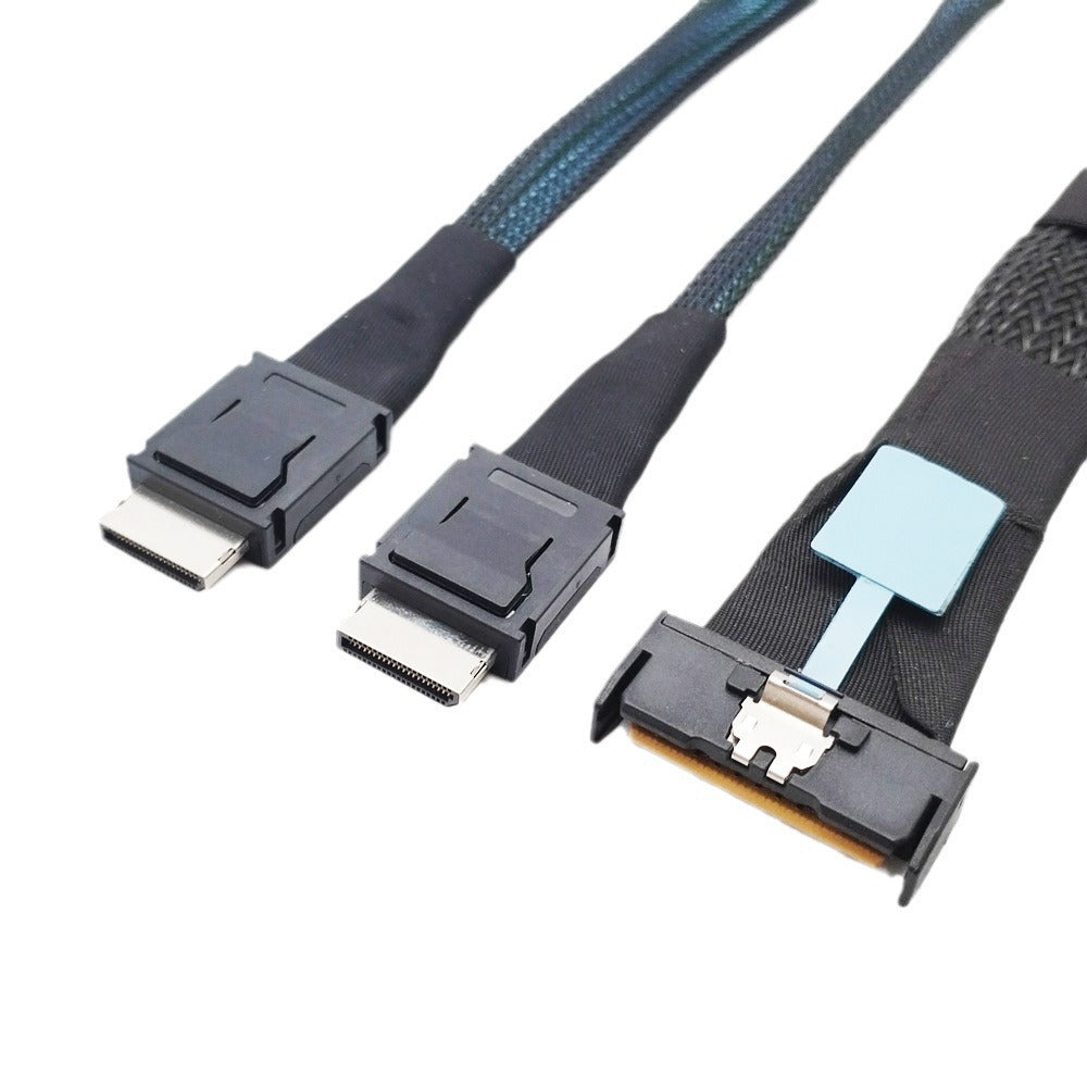 Xkuer MCIO 8I (74P) to 2× Oculink SFF-8611 PCIe 5.0 Server Data Adapter Cable – Ultra-Fast, Reliable & High-Performance