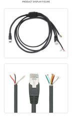 Xkuer M12 12-Pin Female to RJ45 Ethernet + Power + I/O Breakout Cable 1-to-3 Splitter Industrial Sensor Camera Cable