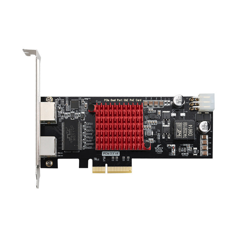 Xkuer Industrial PoE Gigabit Ethernet Card Intel I350AM2 | PCIe X4 | Dual RJ45 Ports