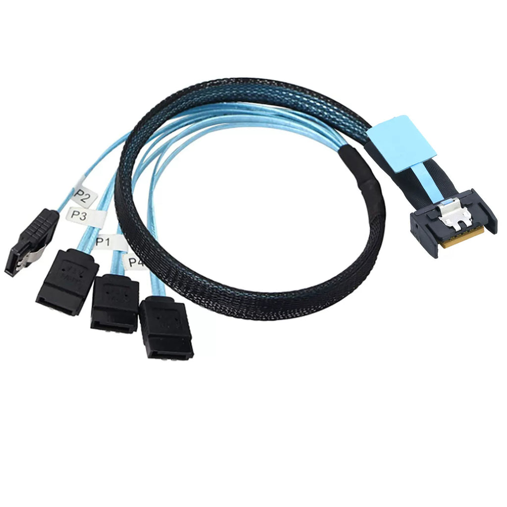 Xkuer PCIe 5.0 SlimSAS MCIO 4I (38P) to 4x SATA 7Pin Server Cable 24Gbps High-Speed Data Transfer