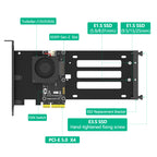 Xkuer PCIe 5.0 X4 to E1.S / E3.S EDSFF GEN-Z SSD Adapter Card with Cooling Fan
