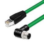 Xkuer M12 D-Coded 4-Pin to RJ45 Industrial Ethernet Cable High Flex Drag Chain Sensor Network Cable IP67 Waterproof
