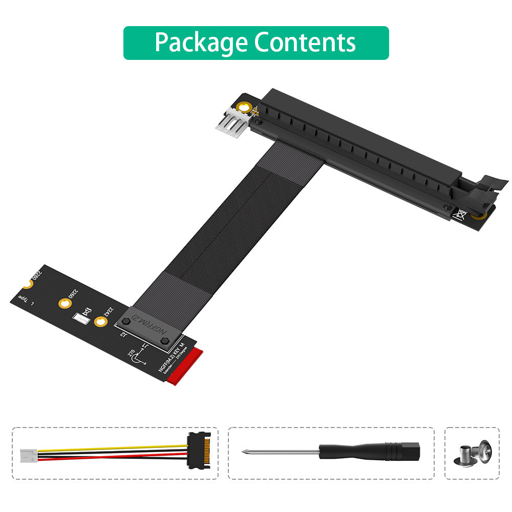 Xkuer PCI-E x16 90° Graphics Card Riser Cable M.2 NGFF Key M Extension Adapter