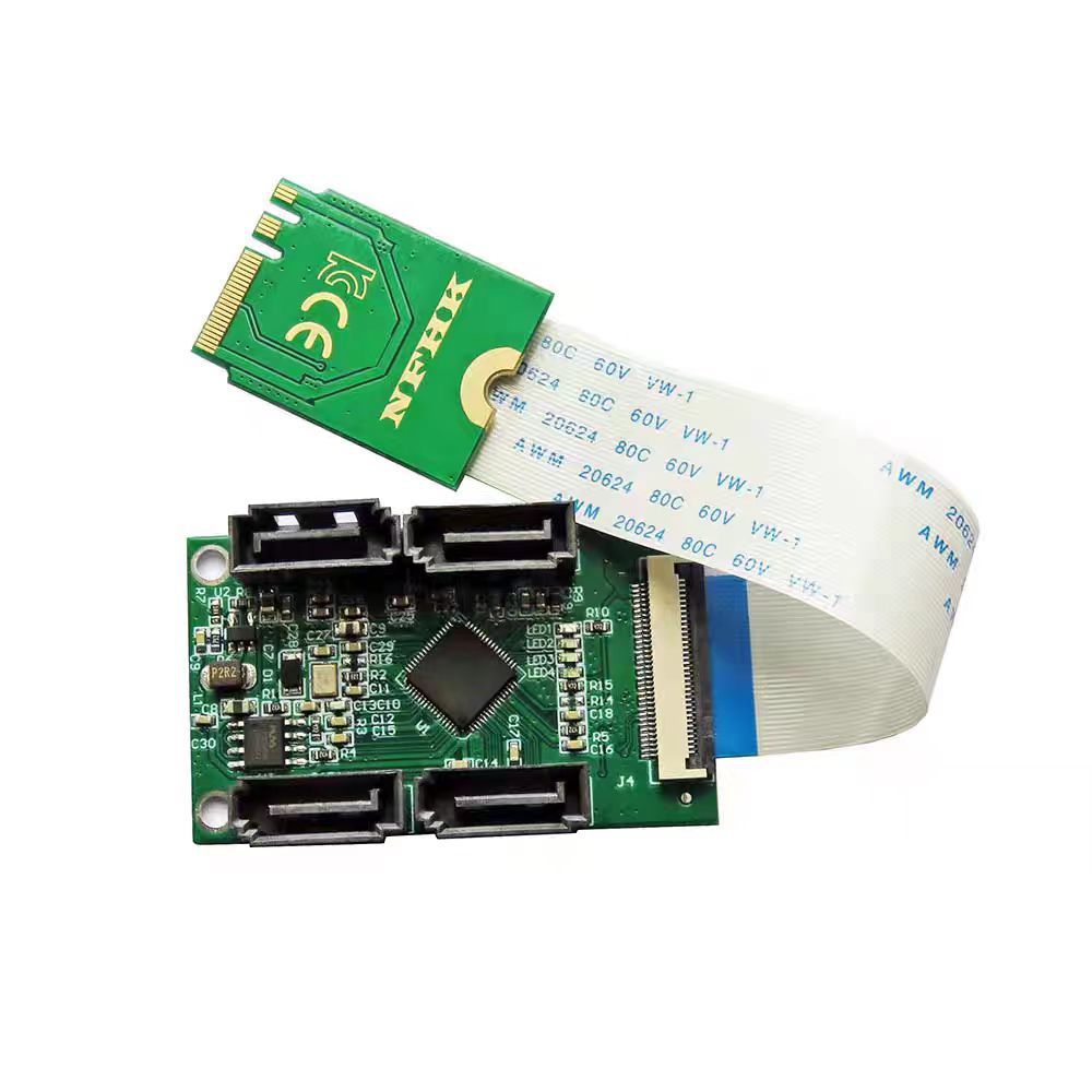Xkuer M.2 NGFF A/E Key to 4-Port SATA 3.0 Converter ASM1064 Chipset | PCIe Only | 6Gbps