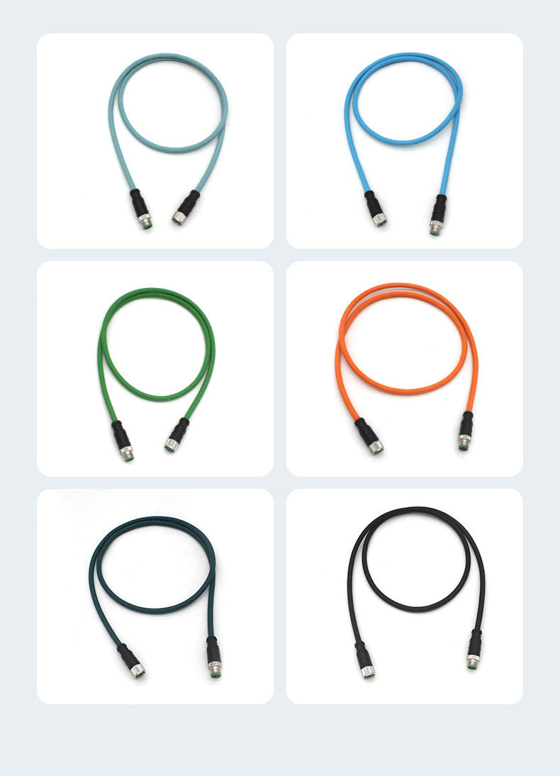 Xkuer M12 Male to Male 4 Pin A/D-Coded Industrial Communication Cable Encoder Connector Cable IP67 Waterproof
