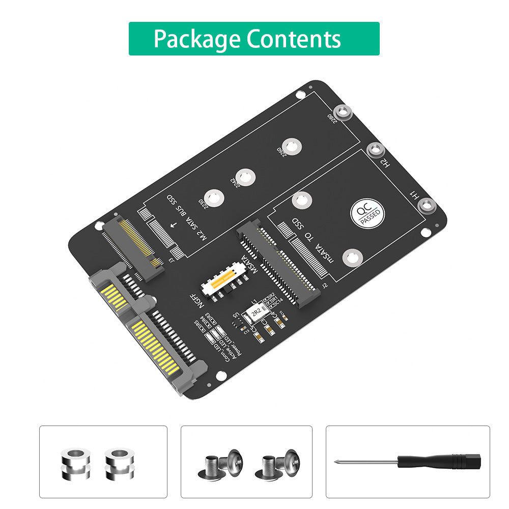 Xkuer M.2 NGFF & mSATA to SATA III 2-in-1 SSD Adapter Converter Card