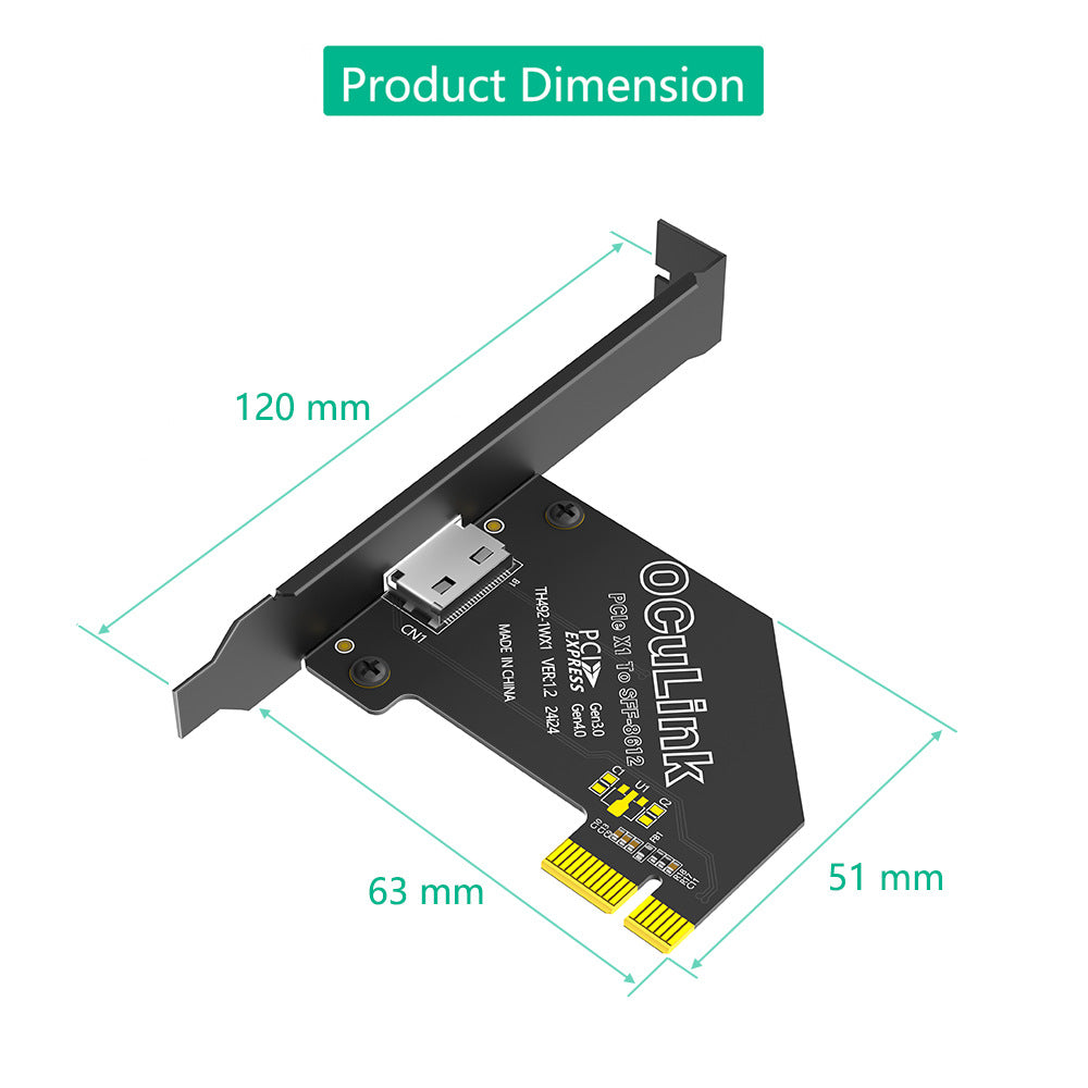 Xkuer PCIe 4.0 OCULINK ADAPTER SFF-8611 / SFF-8612 to U.2 SSD & eGPU