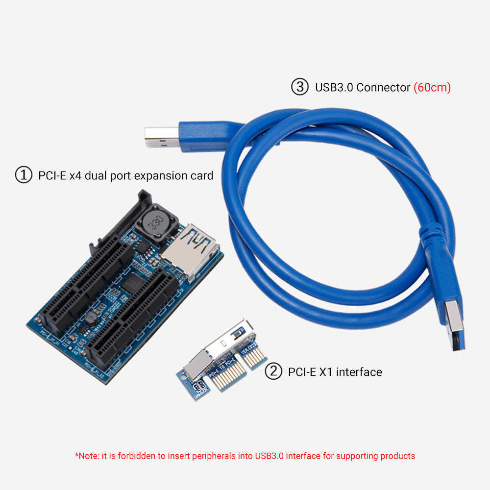 Xkuer DUAL PCI-E 4X EXPANSION CARD  PCI-E 1X TO DUAL PCI-E 4X ADAPTER  Stable • Fast • Plug & Play