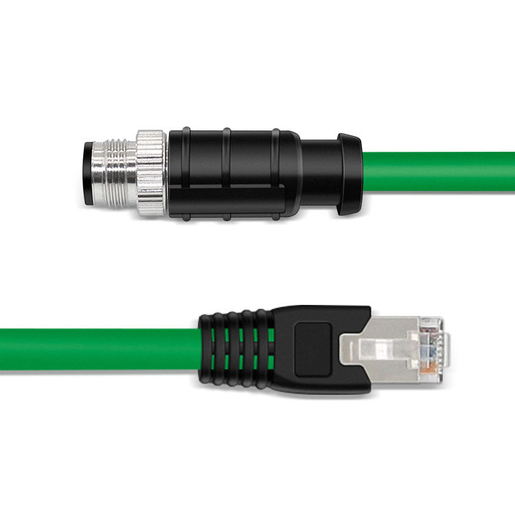 Xkuer M12 D-Coded 4-Pin to RJ45 Industrial Ethernet Cable IP67 Waterproof Sensor Network Cable