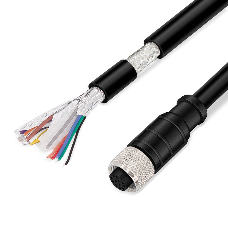 Xkuer M12 12-Pin Female Power Cable Camera Trigger Cable Sensor Connection Wire Compatible with Cognex Industrial Vision Cameras