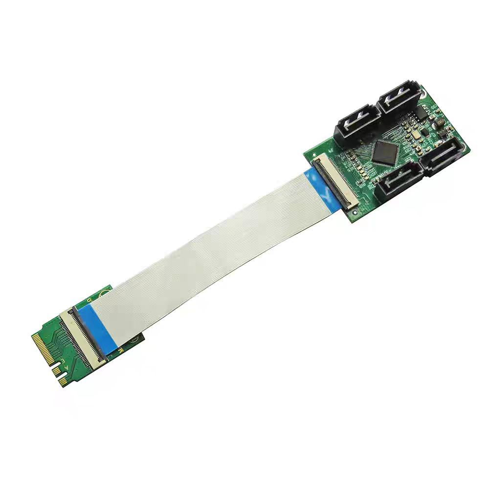 Xkuer M.2 NGFF A/E Key to 4-Port SATA 3.0 Converter ASM1064 Chipset | PCIe Only | 6Gbps