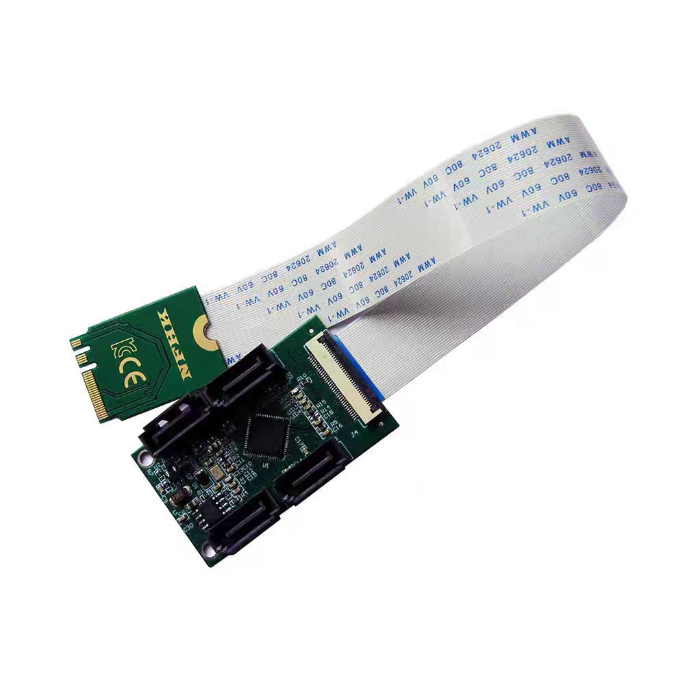 Xkuer M.2 NGFF A/E Key to 4-Port SATA 3.0 Converter ASM1064 Chipset | PCIe Only | 6Gbps