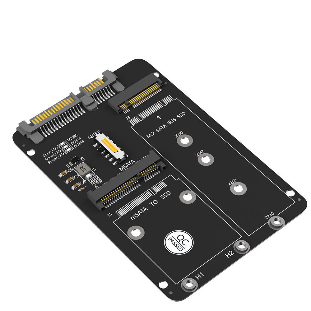 Xkuer M.2 NGFF & mSATA to SATA III 2-in-1 SSD Adapter Converter Card