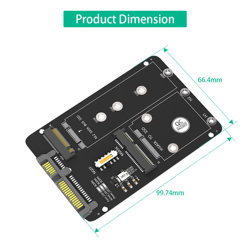 Xkuer M.2 NGFF & mSATA to SATA III 2-in-1 SSD Adapter Converter Card