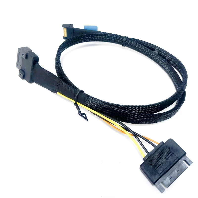 Xkuer PCIe 5.0 MCIO X4 4i 38Pin to E1.S/E3.S NVMe SSD Data Cable Gen5 High-Speed Server Storage Cable
