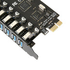 Xkuer PCIe X1 to 7-Port USB 3.0 Expansion Card 5Gbps High-Speed Transfer | NEC Controller