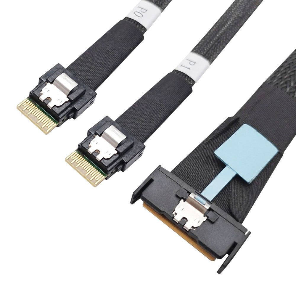 Xkuer Gen5 Slimline SAS MCIO 8X to 2× SFF-8654 4X – High-Speed PCIe5 Server Data Adapter Cable