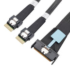 Xkuer Gen5 Slimline SAS MCIO 8X to 2× SFF-8654 4X – High-Speed PCIe5 Server Data Adapter Cable