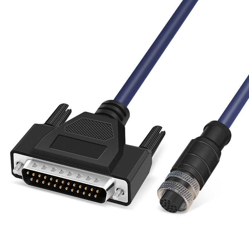 Xkuer M12 to DB25 17-Pin Aviation Connector Cable Barcode Scanner Data Cable DB9 Adapter Industrial Camera Sensor Cable