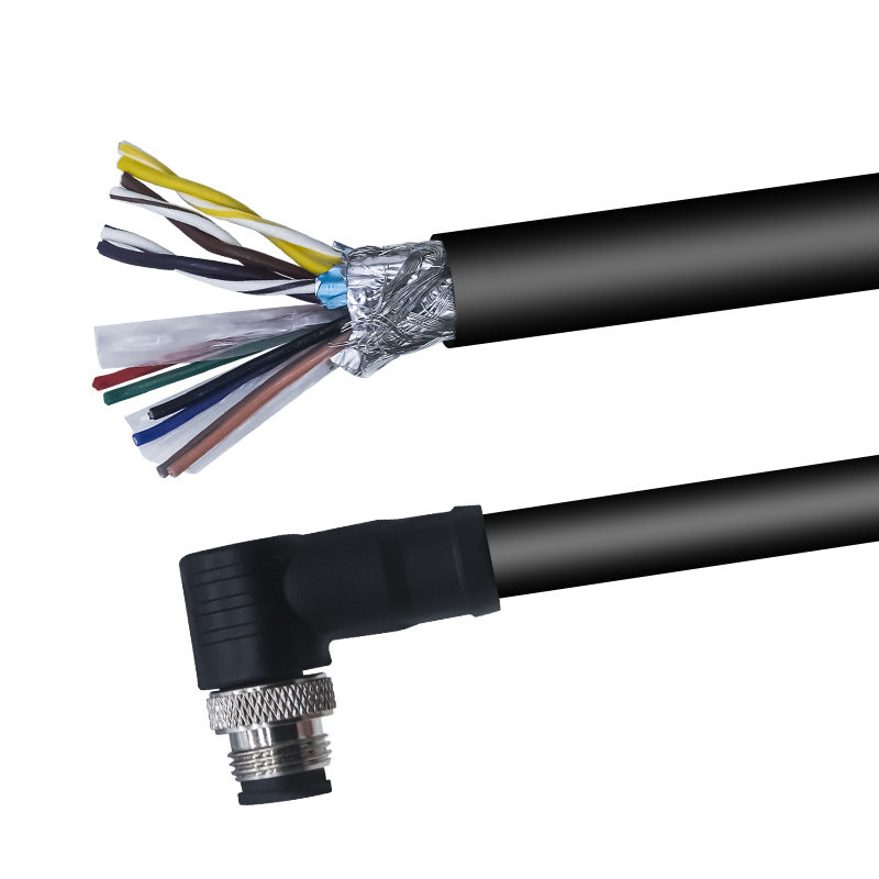 Xkuer M12 Circular Connector Power Cable Sensor Extension Cable Industrial Automation Wiring Harness