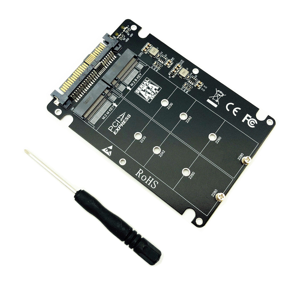 Xkuer Dual M.2 NVMe & SATA SSD to U.2 (SFF-8639) Adapter Card | B Key & M Key NGFF Converter